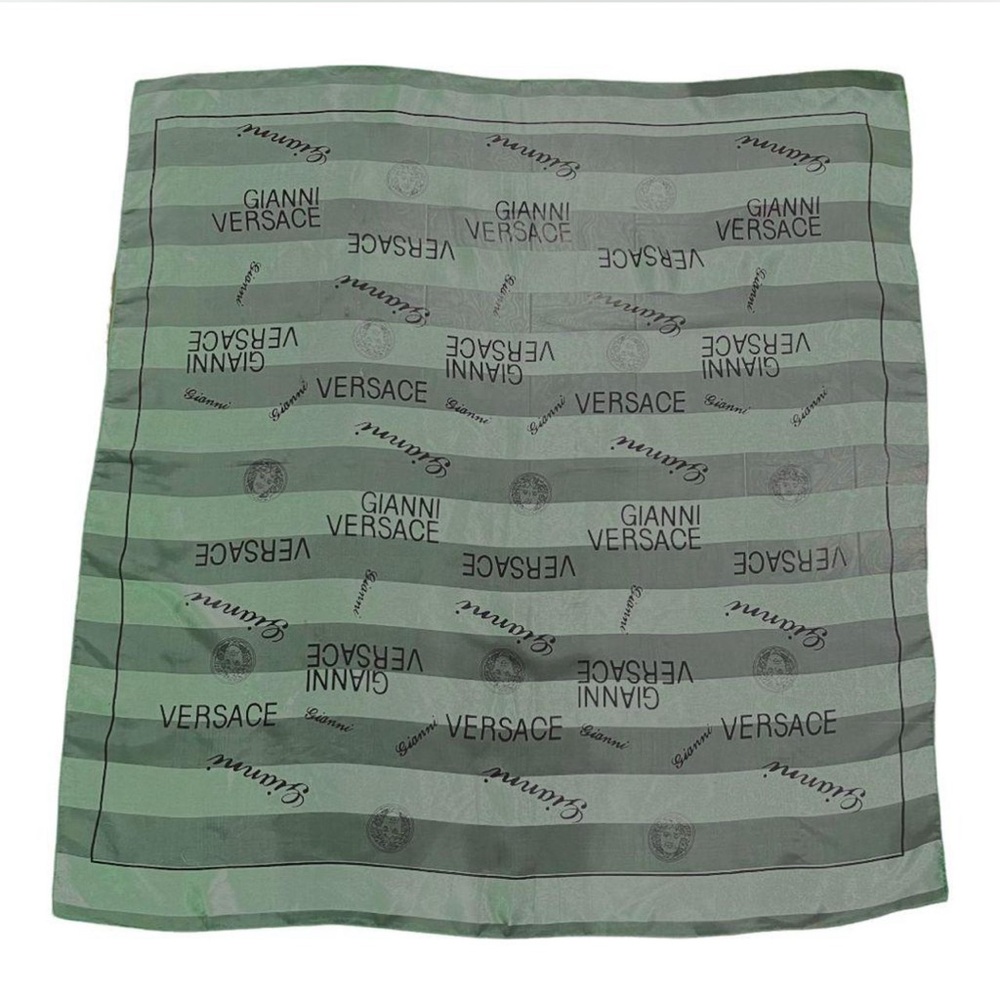Vintage and RareVersace Green Silk Scarf.